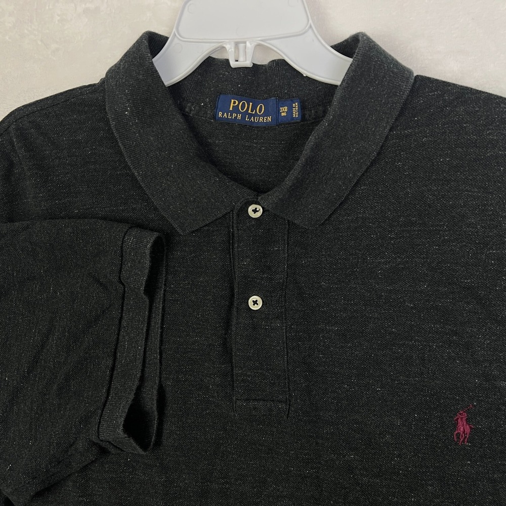 Polo Ralph Lauren Polo Shirt Mens 3XB Big Gray Short Sleeve Cotton Golf Red Pony